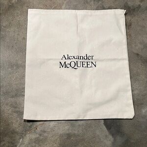 Authentic Alexander McQueen White Canvas Drawstring Pouch with Black Logo